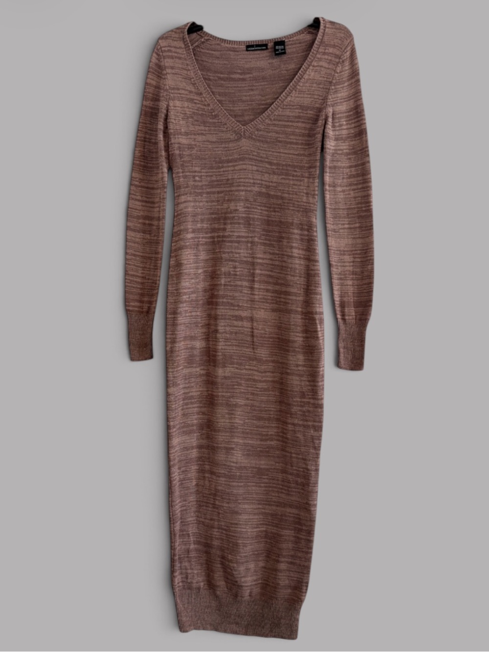 Moda International Cotton Blend Space Dye V-Neck Maxi Sweater Dress M